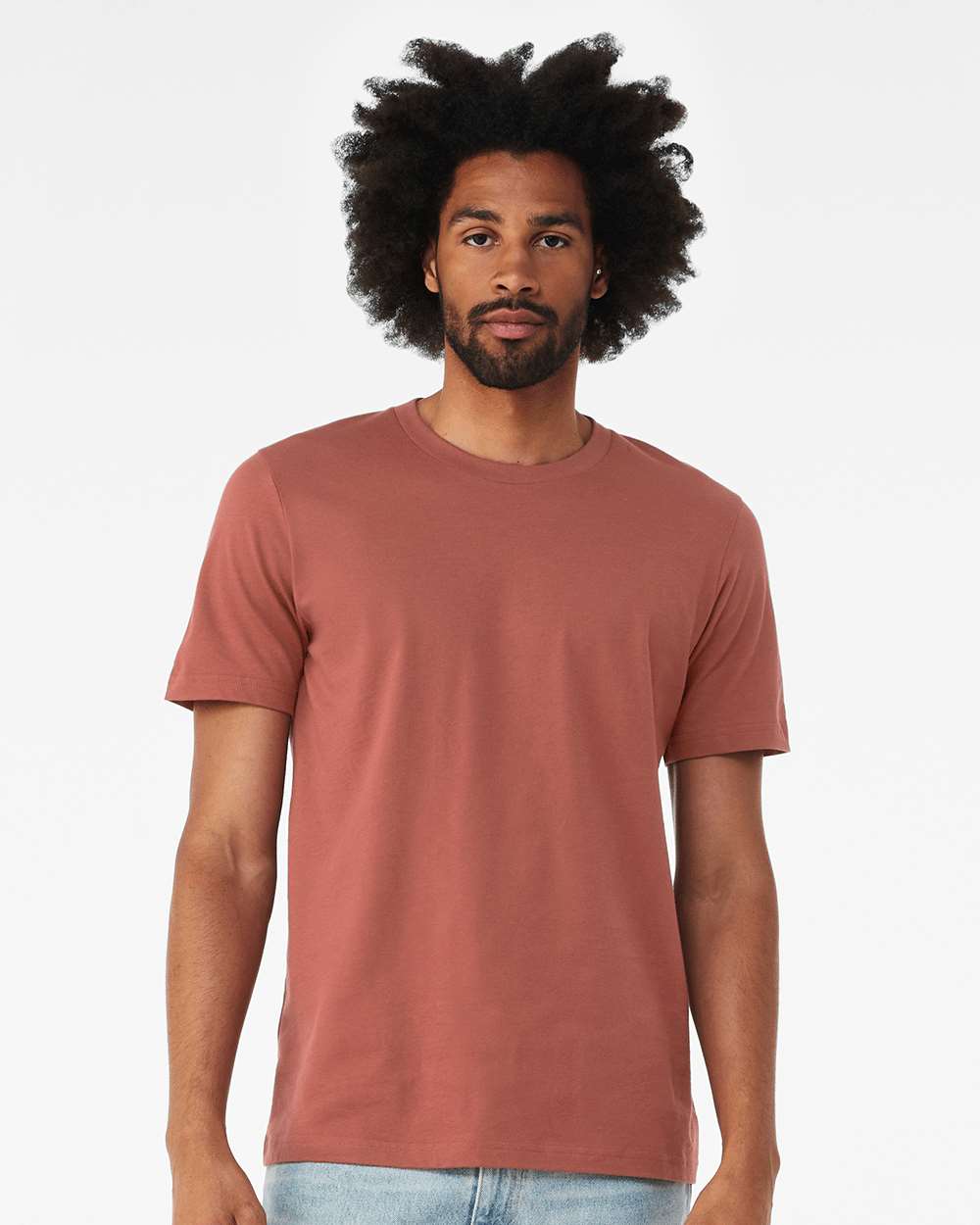 BELLA + CANVAS 3001 Jersey Tee - Clay - On Model Front