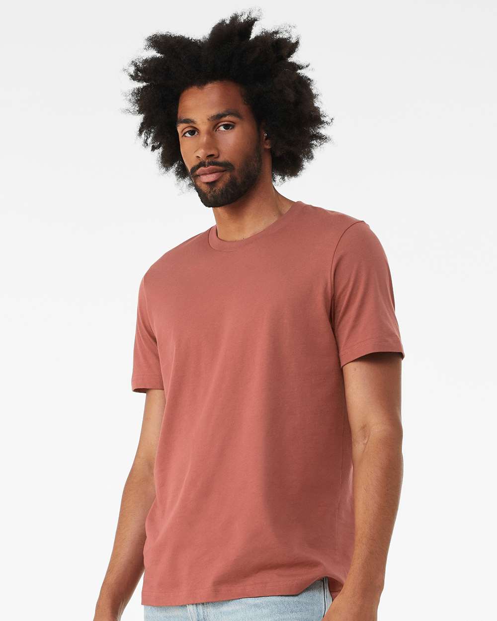 BELLA + CANVAS 3001 Jersey Tee - Clay - On Model Side