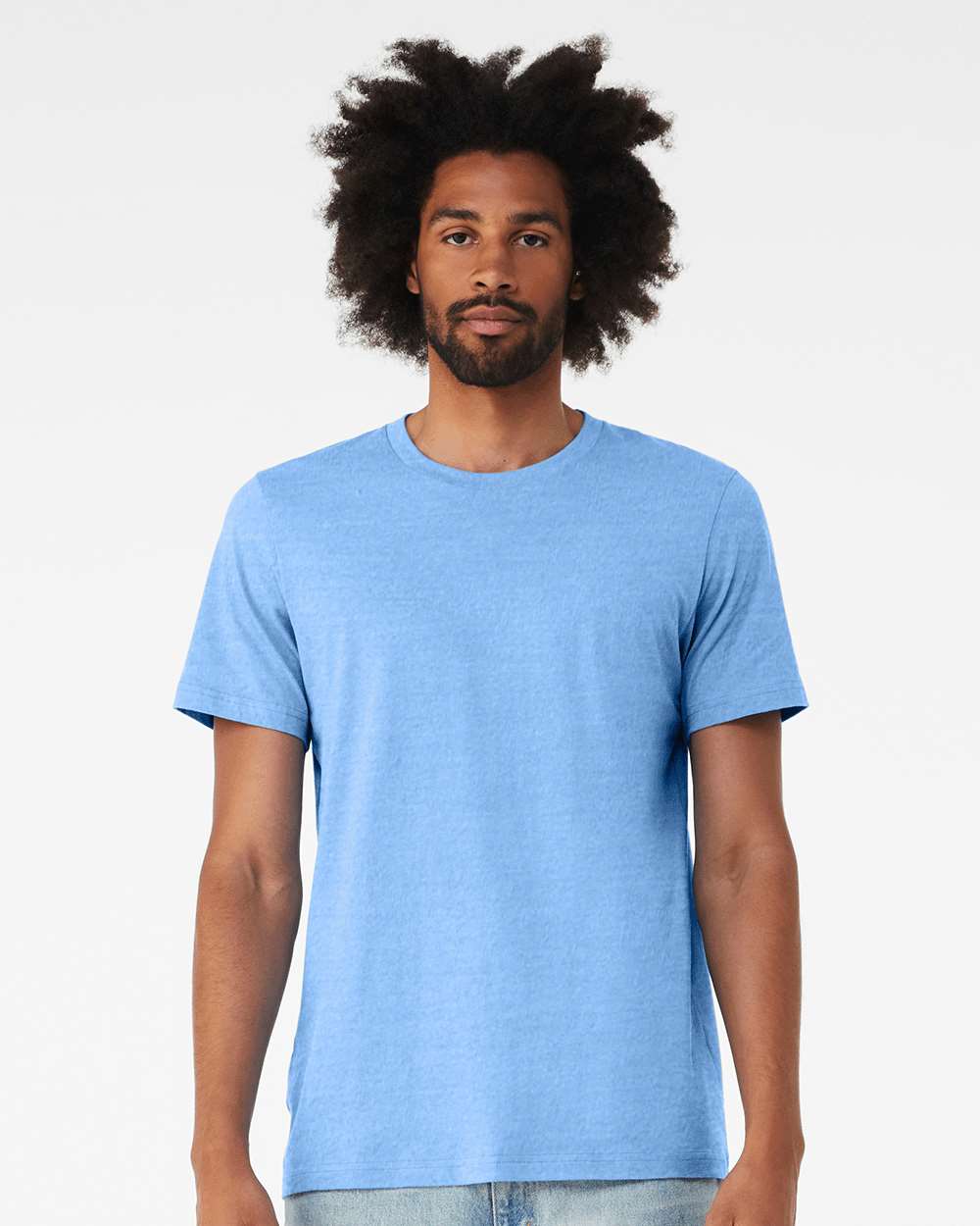 BELLA + CANVAS 3001 Jersey Tee - Carolina Blue - On Model Front