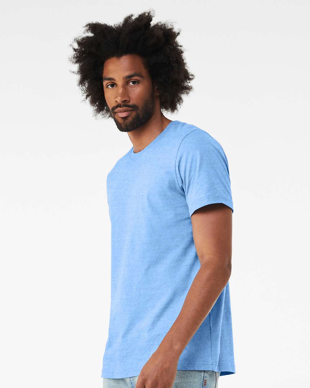 BELLA + CANVAS 3001 Jersey Tee - Carolina Blue - On Model Side