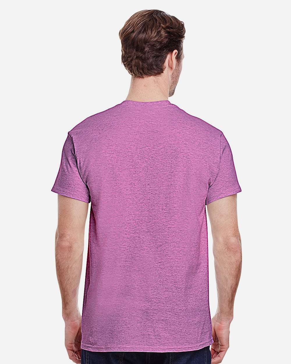 Gildan 5000 Unisex Heavy Cotton™ T-Shirt - Heather Radiant Orchid - On Model Back