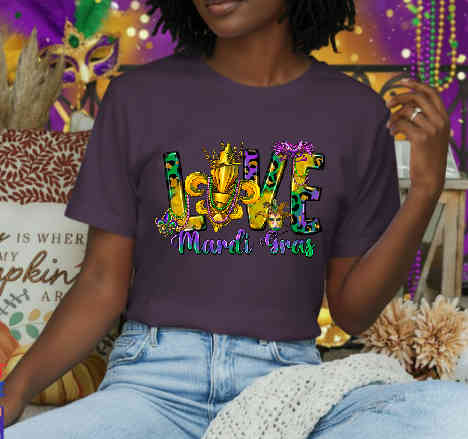 Love Mardi Gras Fleur de Lis – Mardi Gras DTF Transfer