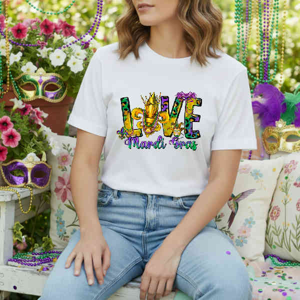 Love Mardi Gras Fleur de Lis – Mardi Gras DTF Transfer