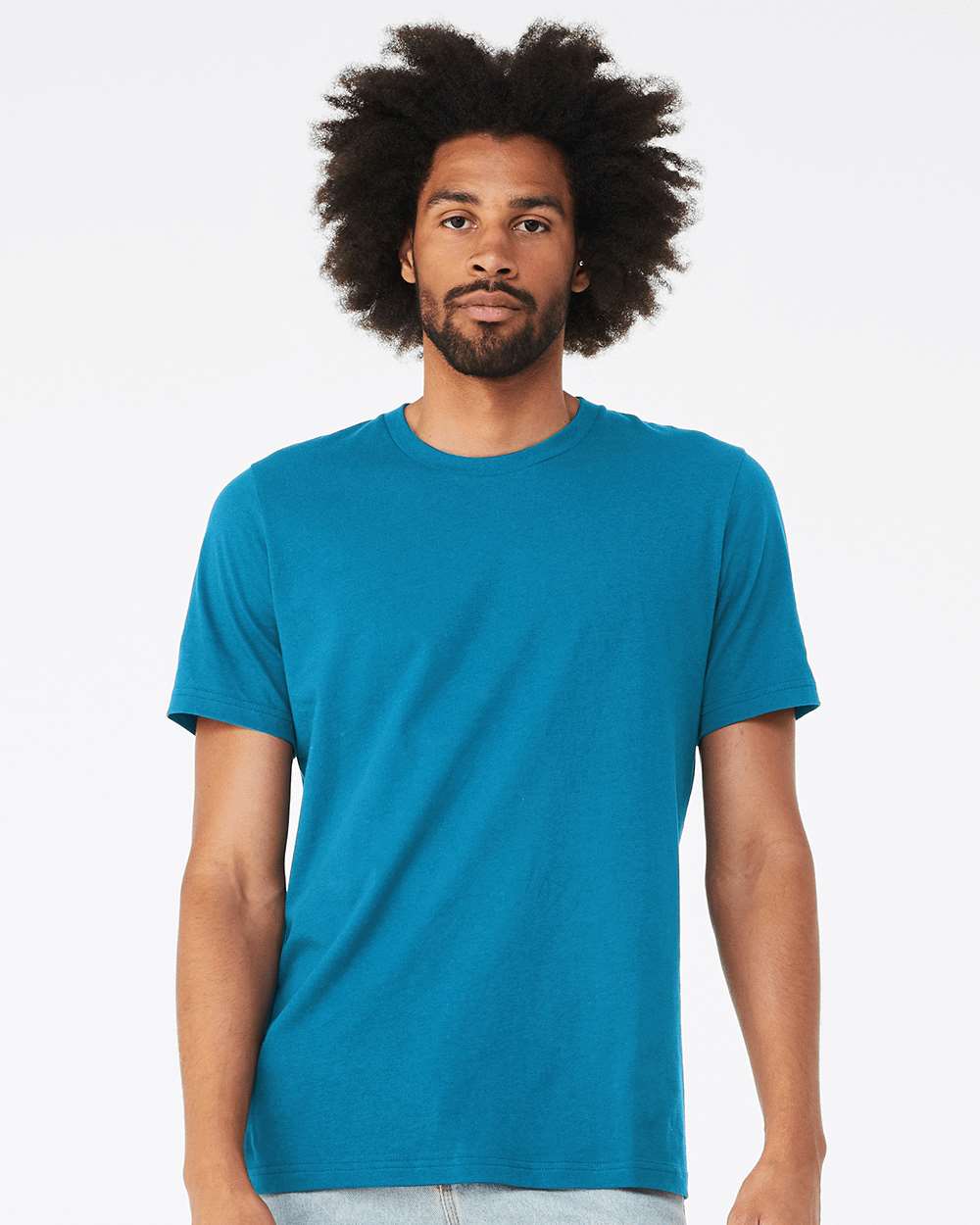 BELLA + CANVAS 3001 Jersey Tee - Electric Blue - On Model Front