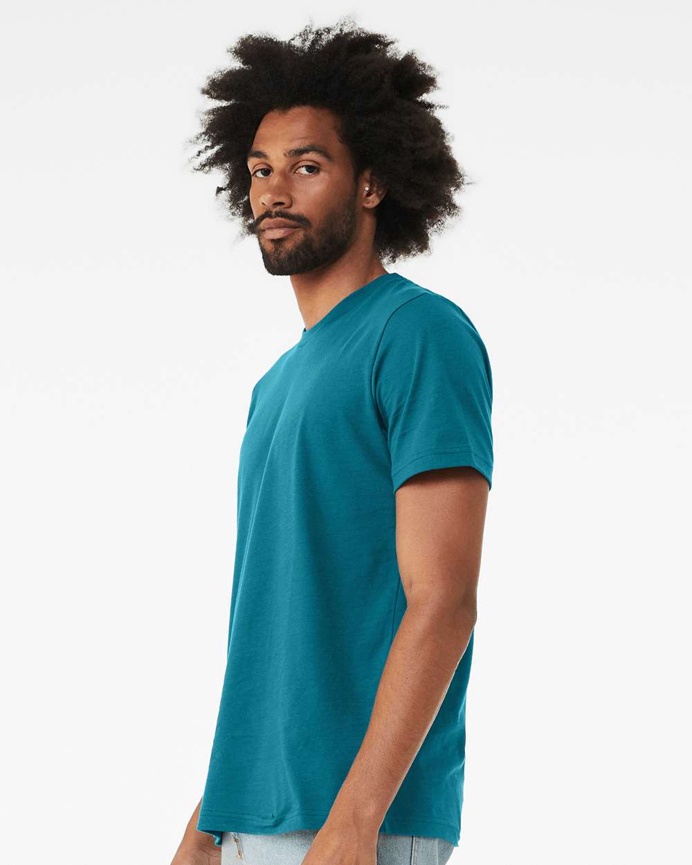 BELLA + CANVAS 3001 Jersey Tee - Marine - On Model Side