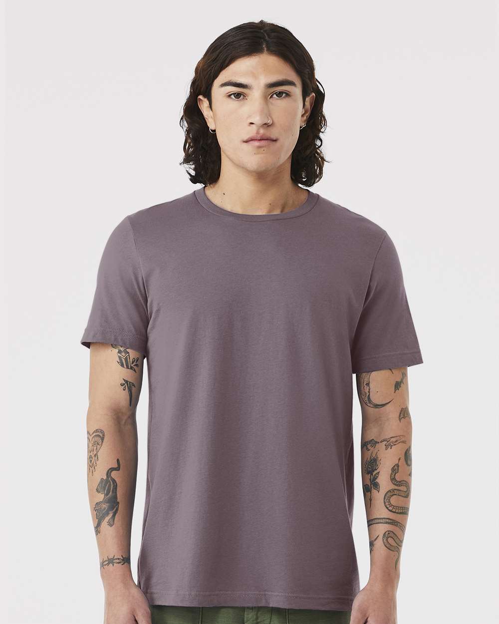 BELLA + CANVAS 3001 Jersey Tee - Purple Storm - On Model Front