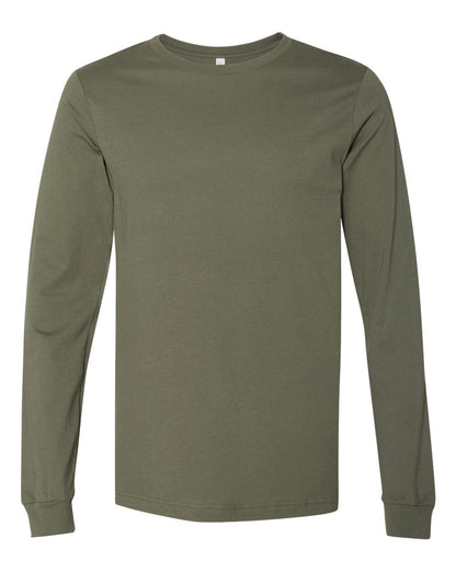 BELLA + CANVAS 3501 Unisex Jersey Long Sleeve Tee - Military Green - Front View