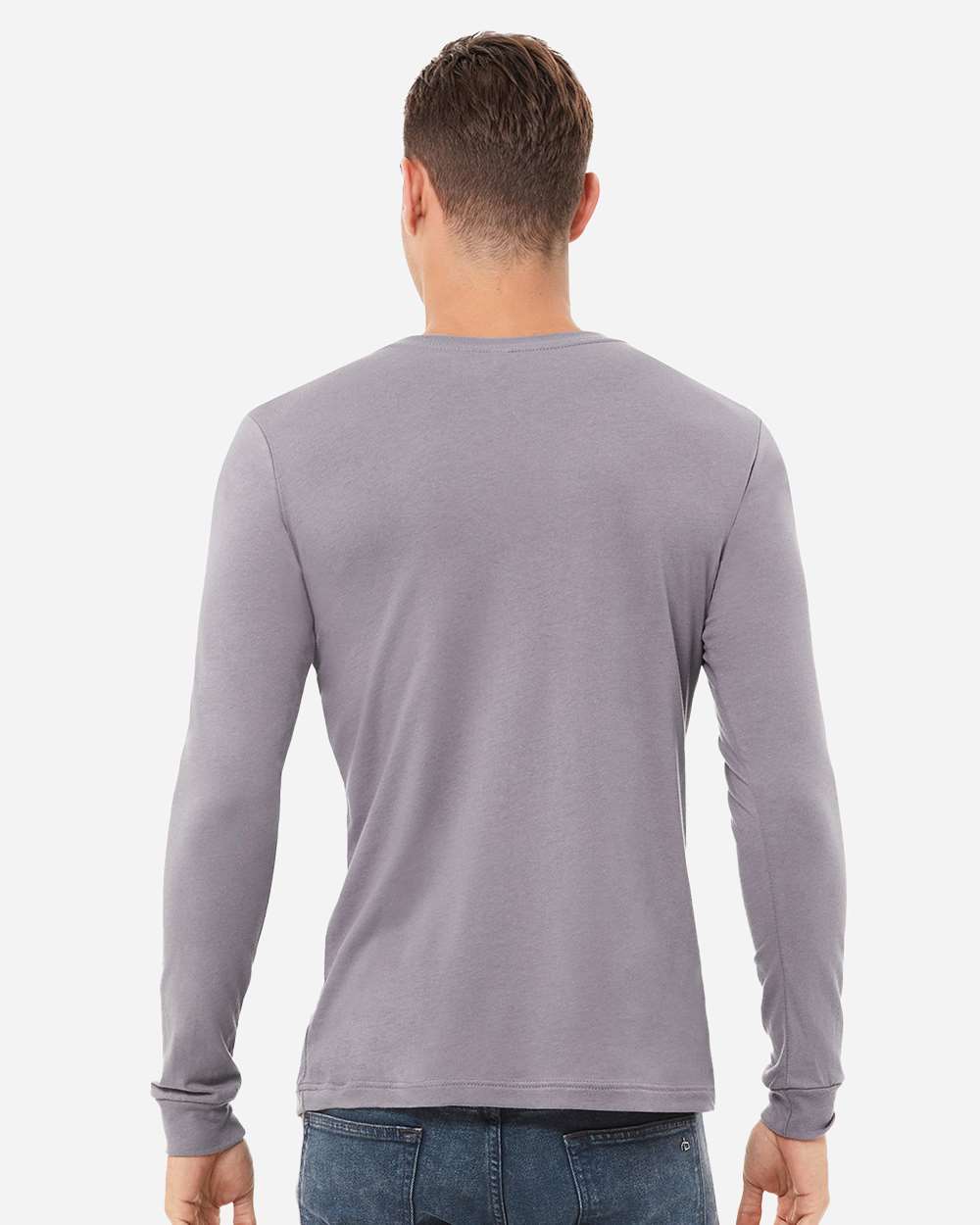 BELLA + CANVAS 3501 Unisex Jersey Long Sleeve Tee - Storm - On Model Back