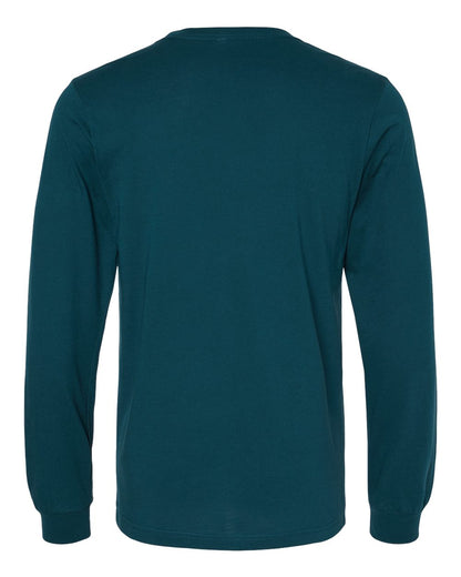 BELLA + CANVAS 3501 Unisex Jersey Long Sleeve Tee - Atlantic - Back View