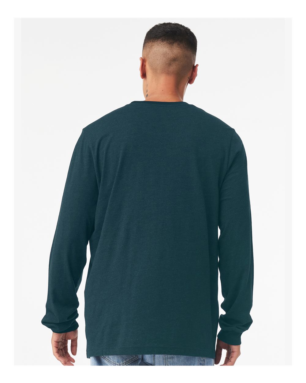 BELLA + CANVAS 3501 Unisex Jersey Long Sleeve Tee - Atlantic - On Model Back