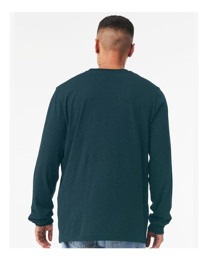 BELLA + CANVAS 3501 Unisex Jersey Long Sleeve Tee - Atlantic - On Model Back