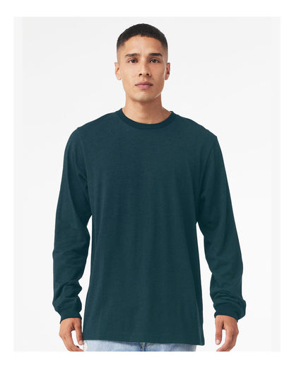 BELLA + CANVAS 3501 Unisex Jersey Long Sleeve Tee - Atlantic - On Model Front