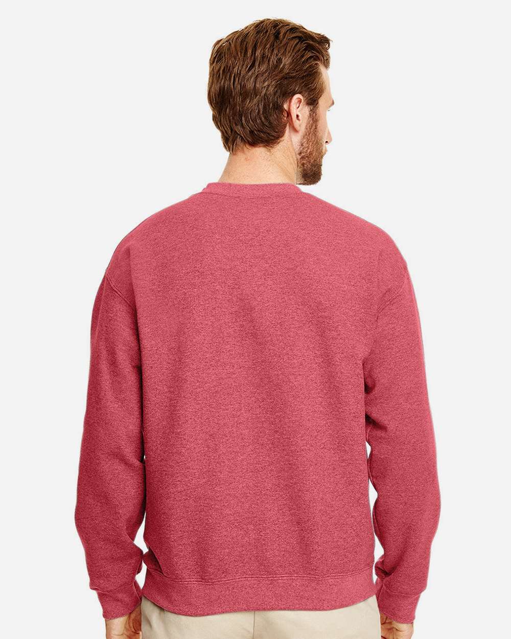 Gildan 18000 Unisex Heavy Blend™ Crewneck Sweatshirt - Heather Scarlet Red - On Model Back