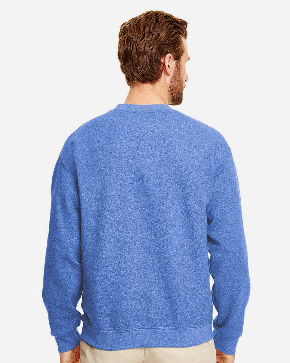 Gildan 18000 Unisex Heavy Blend™ Crewneck Sweatshirt - Heather Deep Royal - On Model Back