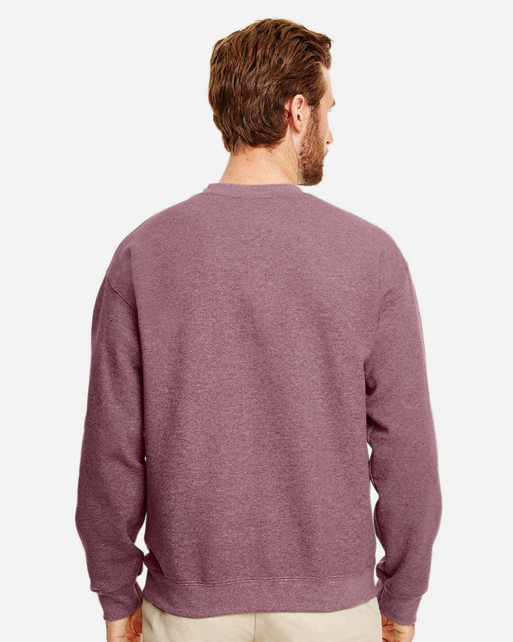 Gildan 18000 Unisex Heavy Blend™ Crewneck Sweatshirt - Heather Dark Maroon - On Model Back