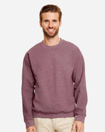 Gildan 18000 Unisex Heavy Blend™ Crewneck Sweatshirt - Heather Dark Maroon - On Model Front