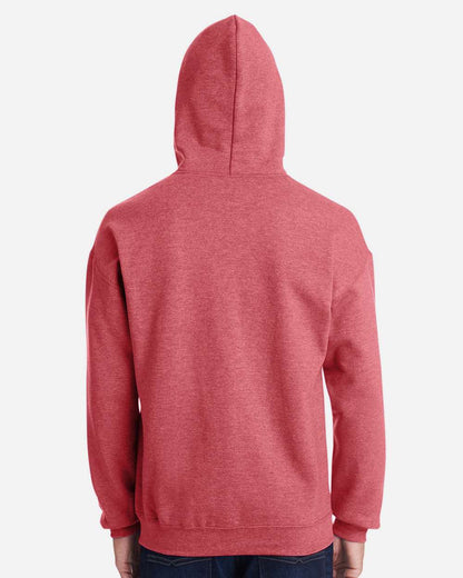 Gildan 18500 Unisex Heavy Blend™ Hooded Sweatshirt - Heather Scarlet Red - On Model Back