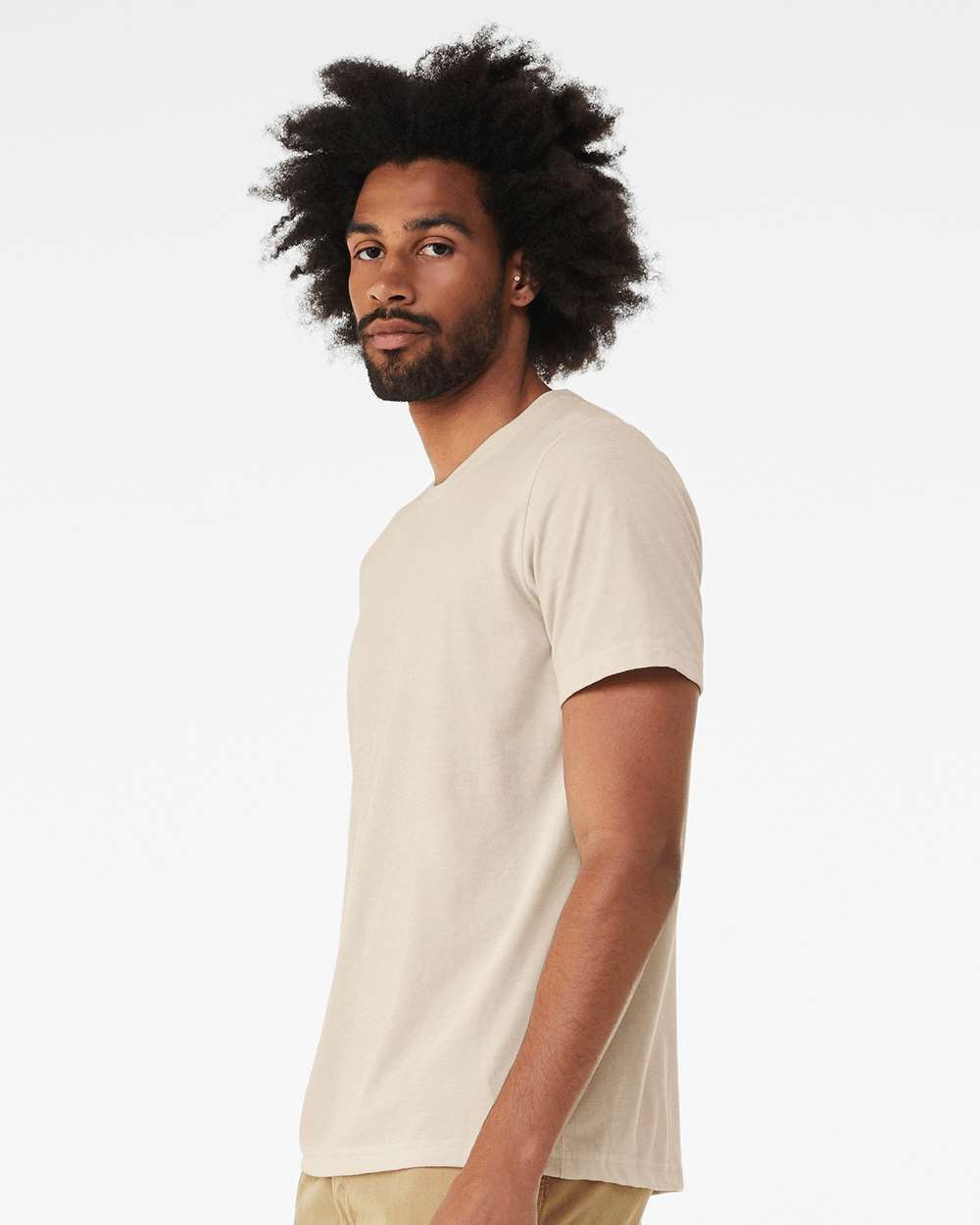 BELLA + CANVAS 3001 Jersey Tee - Dust - On Model Side