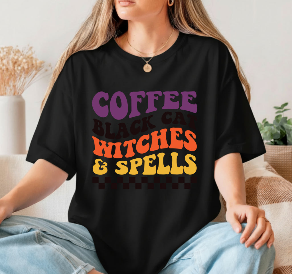 COFFEE BLACK CAT WITCHES AND SPELLS – Halloween DTF Transfer