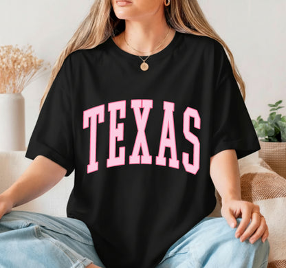 TEXAS Pink Varsity – Texas DTF Transfer