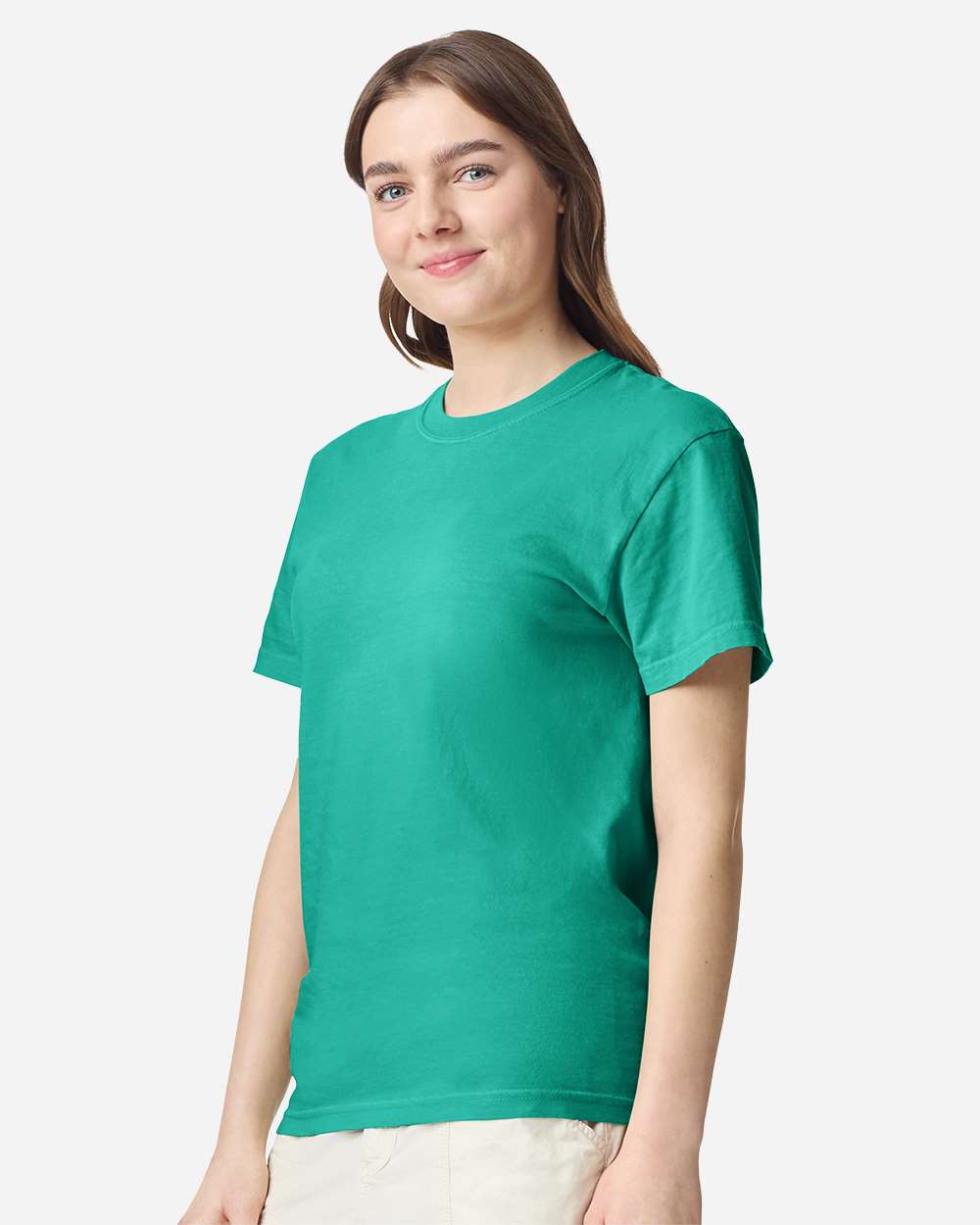 Comfort Colors 1717 Unisex Garment-Dyed Heavyweight T-Shirt - Island Green - On Model Side