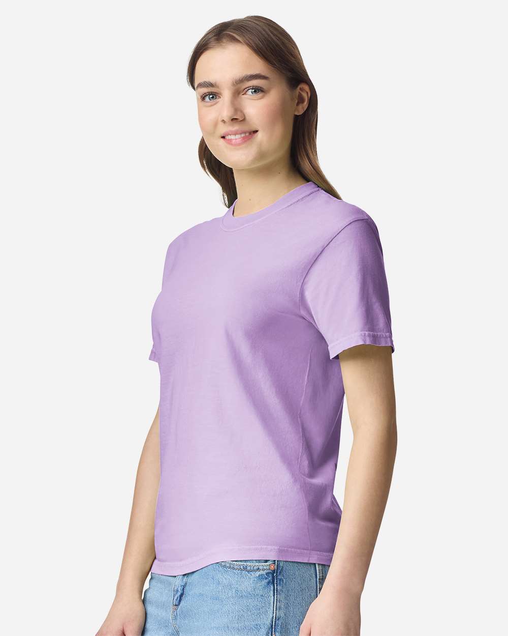 Comfort Colors 1717 Unisex Garment-Dyed Heavyweight T-Shirt - Orchid - On Model Side