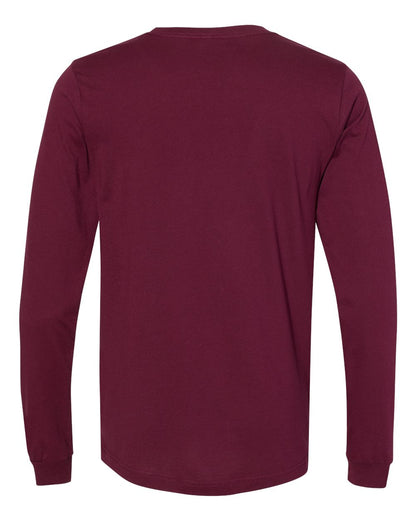 BELLA + CANVAS 3501 Unisex Jersey Long Sleeve Tee - Maroon - Back View