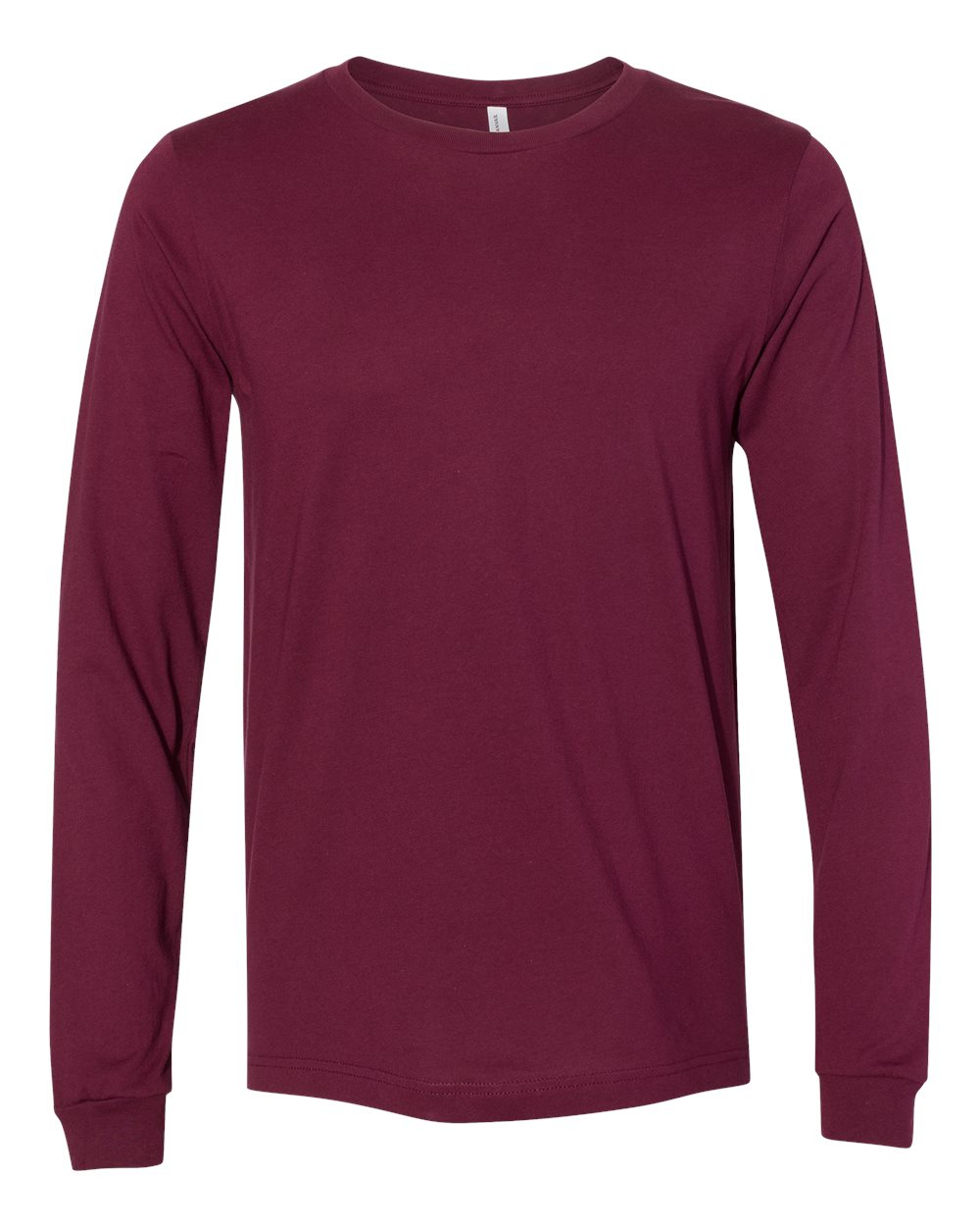BELLA + CANVAS 3501 Unisex Jersey Long Sleeve Tee - Maroon - Front View