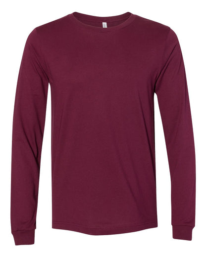 BELLA + CANVAS 3501 Unisex Jersey Long Sleeve Tee - Maroon - Front View