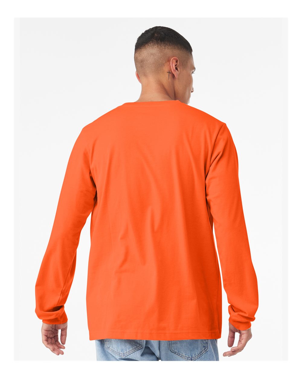 BELLA + CANVAS 3501 Unisex Jersey Long Sleeve Tee - Orange - On Model Back