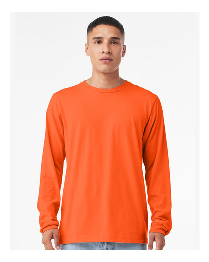 BELLA + CANVAS 3501 Unisex Jersey Long Sleeve Tee - Orange - On Model Front