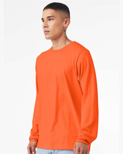 BELLA + CANVAS 3501 Unisex Jersey Long Sleeve Tee - Orange - On Model Side
