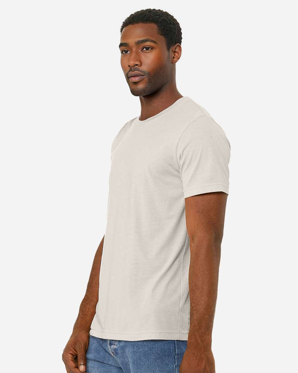 BELLA + CANVAS 3001CVC CVC Jersey Tee - Heather Dust - On Model Side