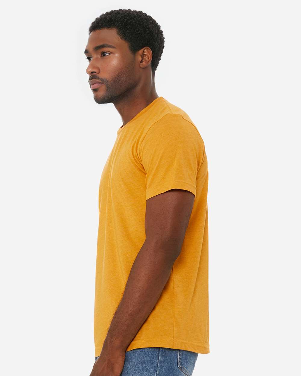 BELLA + CANVAS 3001CVC CVC Jersey Tee - Heather Mustard - On Model Side