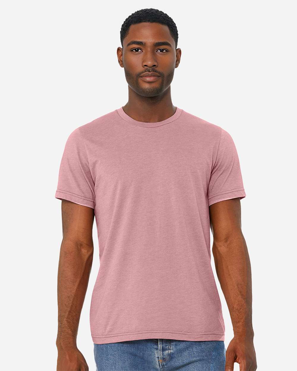 BELLA + CANVAS 3001CVC CVC Jersey Tee - Heather Orchid - On Model Front