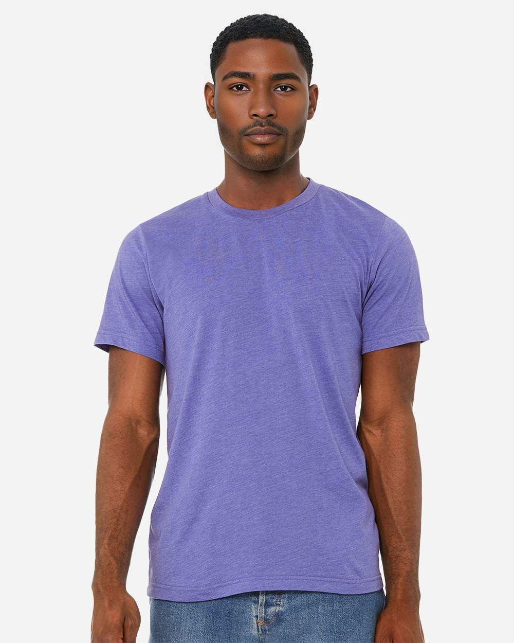 BELLA + CANVAS 3001CVC CVC Jersey Tee - Heather Lapis - On Model Front