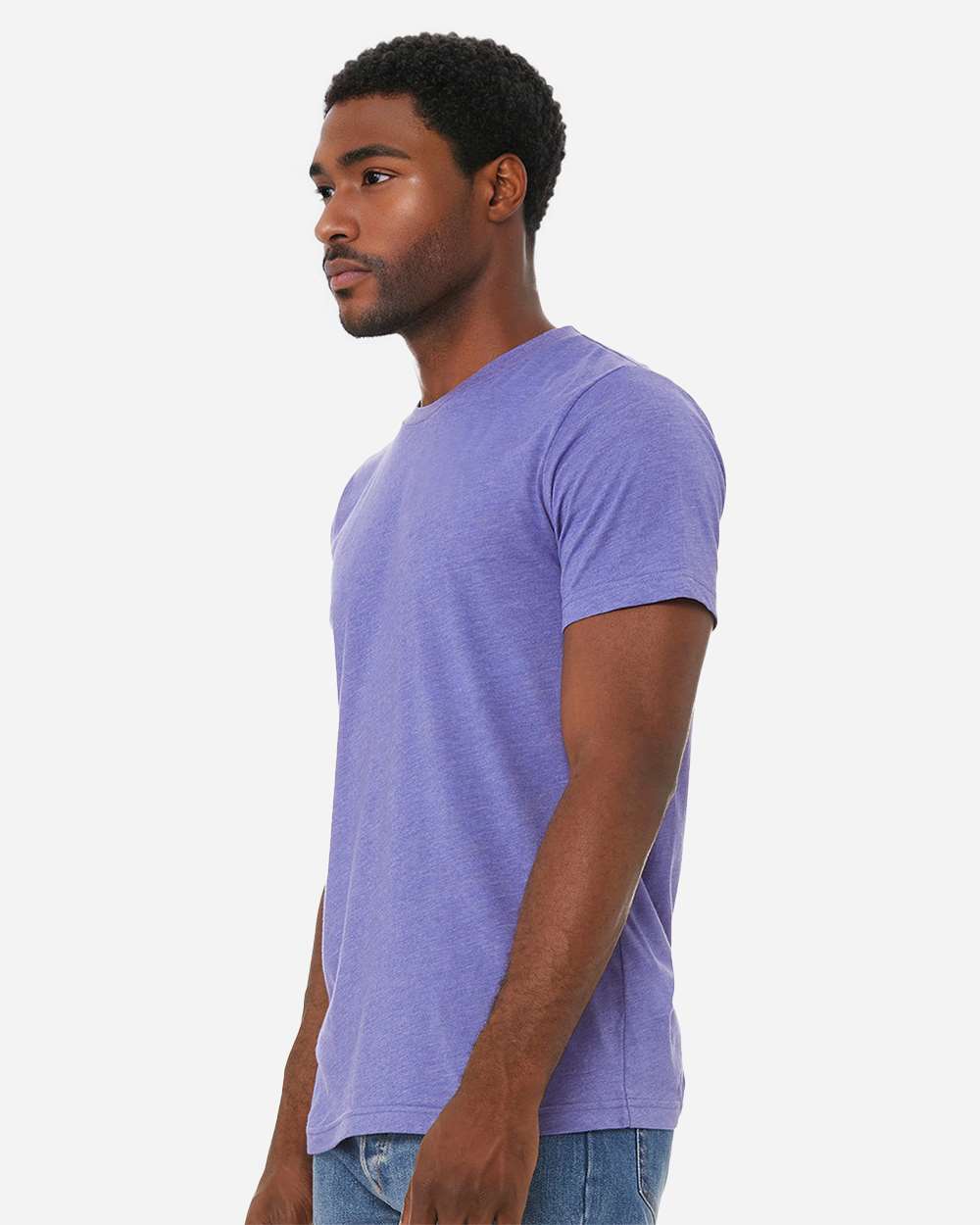 BELLA + CANVAS 3001CVC CVC Jersey Tee - Heather Lapis - On Model Side