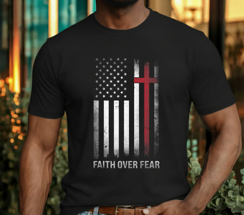FAITH OVER FEAR – Patriotic Christian DTF Transfer