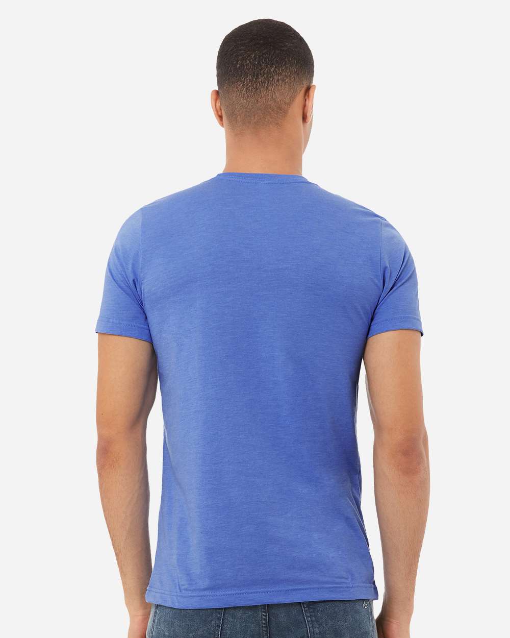 BELLA + CANVAS 3001CVC CVC Jersey Tee - Heather Columbia Blue - On Model Back