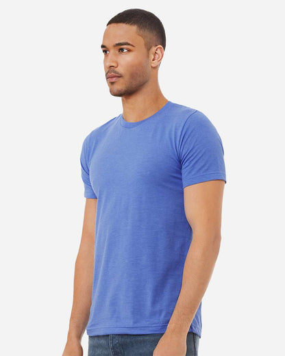 BELLA + CANVAS 3001CVC CVC Jersey Tee - Heather Columbia Blue - On Model Side