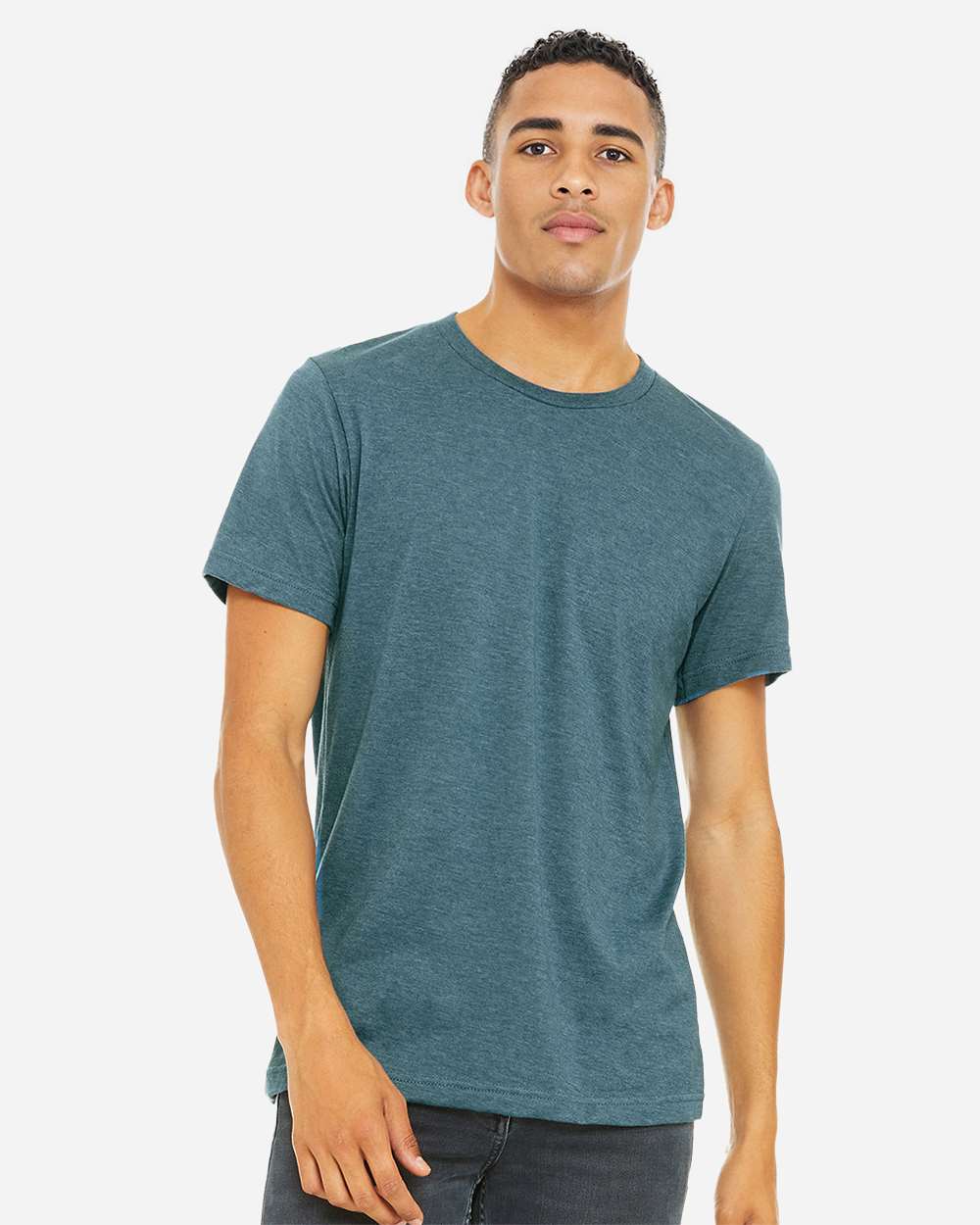 BELLA + CANVAS 3001CVC CVC Jersey Tee - Heather Deep Teal - On Model Front