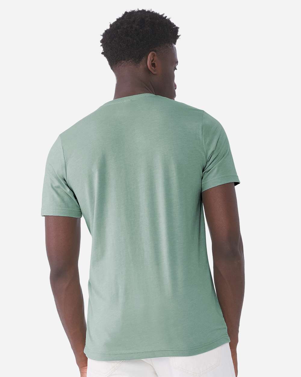BELLA + CANVAS 3001CVC CVC Jersey Tee - Heather Dusty Blue - On Model Back