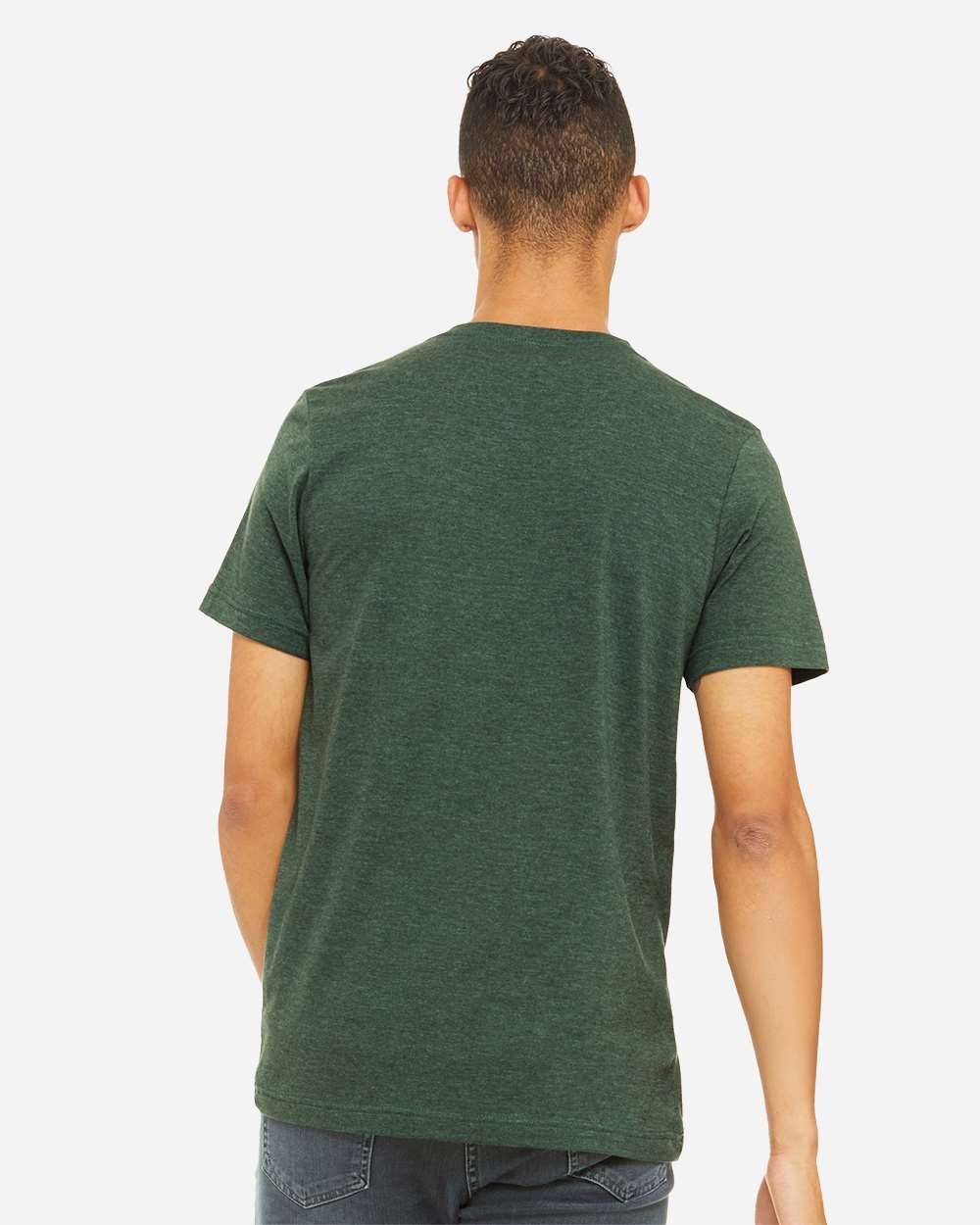 BELLA + CANVAS 3001CVC CVC Jersey Tee - Heather Forest - On Model Back