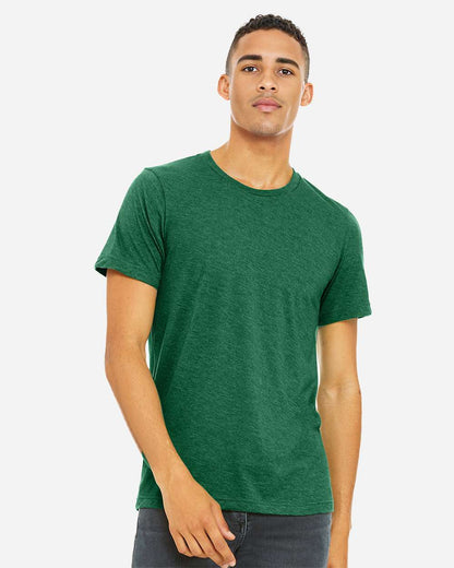 BELLA + CANVAS 3001CVC CVC Jersey Tee - Heather Grass Green - On Model Front