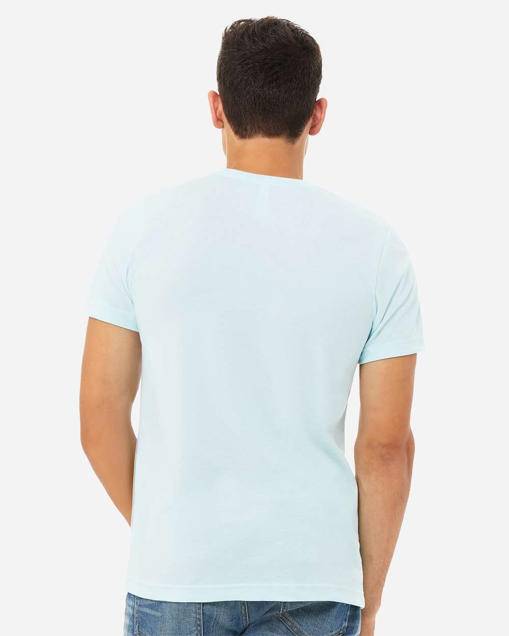 BELLA + CANVAS 3001CVC CVC Jersey Tee - Heather Ice Blue - On Model Back