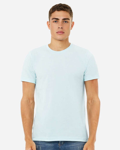 BELLA + CANVAS 3001CVC CVC Jersey Tee - Heather Ice Blue - On Model Front