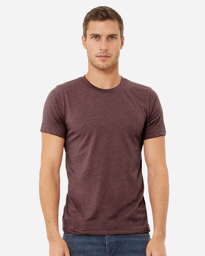 BELLA + CANVAS 3001CVC CVC Jersey Tee - Heather Maroon - On Model Front