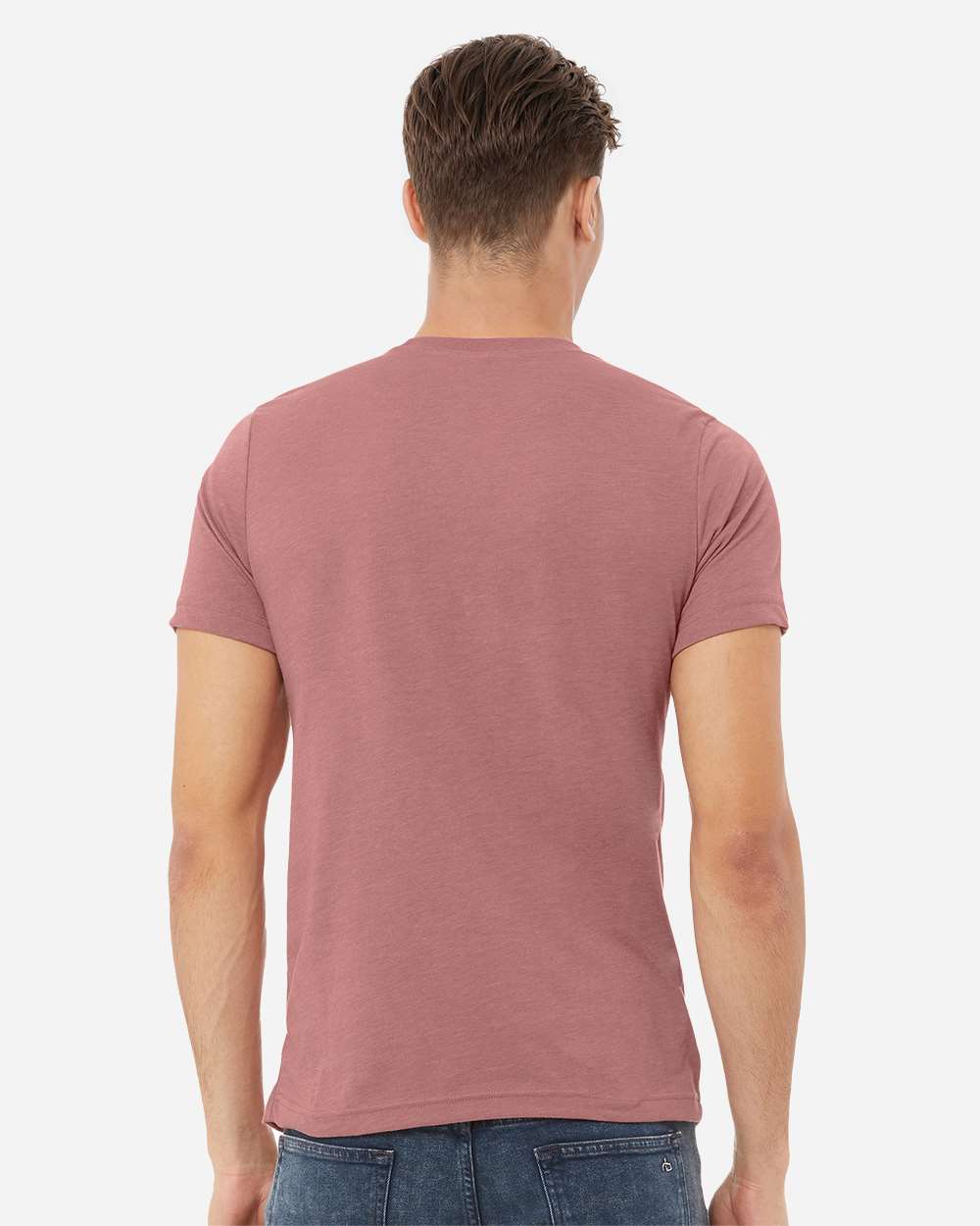 BELLA + CANVAS 3001CVC CVC Jersey Tee - Heather Mauve - On Model Back