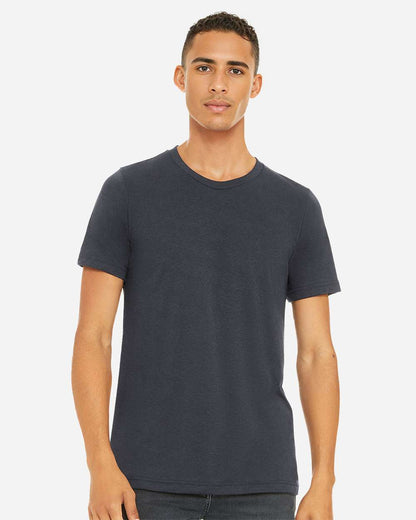 BELLA + CANVAS 3001CVC CVC Jersey Tee - Heather Midnight Navy - On Model Front