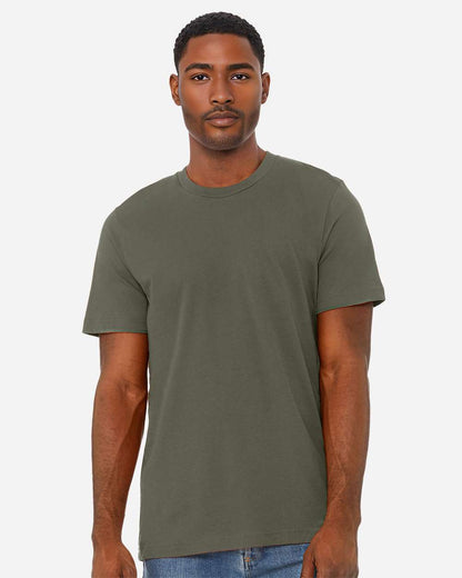 BELLA + CANVAS 3001CVC CVC Jersey Tee - Heather Military Green - On Model Front